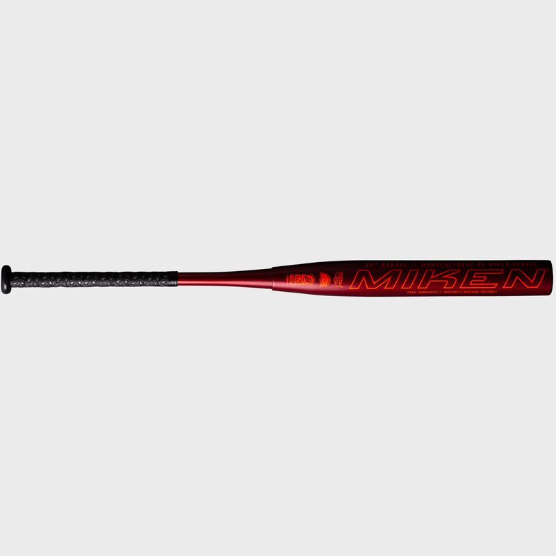 A red Freak Primo USSSA softball bat with the Miken logo on the barrel - SKU: MP21MU image number null